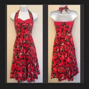 Red Flower Retro Dress